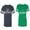 Men Navy / Women Green, variant on King Queen Old Unisex Couple Matching Cotton Jersey style T-Shirt Contrasting stripes on sleeves (Men Navy / Women Black) (Men S / Women S)