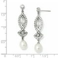 thumbnail image 2 of Sterling Silver Cubic Zirconia & FW Cultured Pearl Dangle Post Earrings, 2 of 7