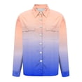 thumbnail image 4 of JGGSPWM Gradient Satin Shirts for Women Button Down Long Sleeve Collared Blouses Spring Trendy Color Block Top Blue L, 4 of 5