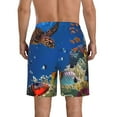 thumbnail image 3 of Kll Colorful Coral Reef Men'S Casual Summer Beach Shorts Hawaiian Shorts With Pockets-Small, 3 of 9