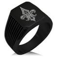 thumbnail image 1 of Stainless Steel Knightly Fleur De Lis Needle Stripe Pattern Biker Style Polished Ring, 1 of 1