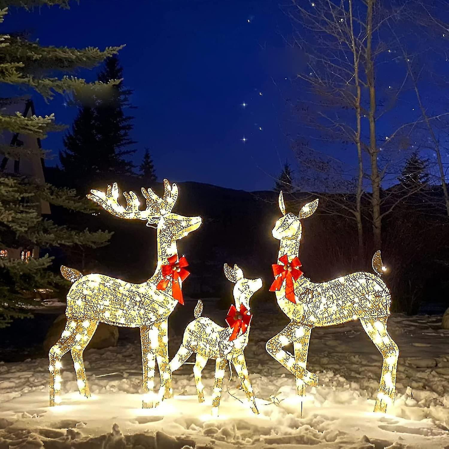 Lighted Christmas Deer Outdoor Yard Decorations Christmas Reindeer Decorations With Led Lights Artificial Pre lit Christmas Holiday Dcor For Front Y