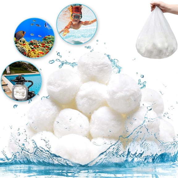 Pool Filter Balls for Sand Filter, Reusable Fiber Filter Media Balls, Replace Pool Filter Sand for Aquarium Tank, Pools Sand Filter Systems,White/0.44 lbs