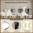 thumbnail image 4 of Antok 30"x30" Round Wall Mirror, Metal Framed Bathroom Vanity Mirror, Black, 4 of 9