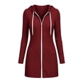 thumbnail image 7 of Sweatshirt for Women Soft Cozy Ribbed Knit Zip Up Hooded Coat Side Pockets Drawstring Hood Home for Lounge Travel Layering | TruBelle,Red M, 7 of 7