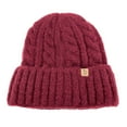 thumbnail image 3 of Empire Cove Winter Cable Knit Cuff Beanie Burgundy, 3 of 5