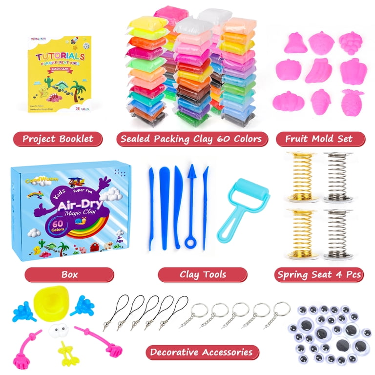 CandWuom Air Dry Modeling Clay, 60-Color Set with Tools photo 6
