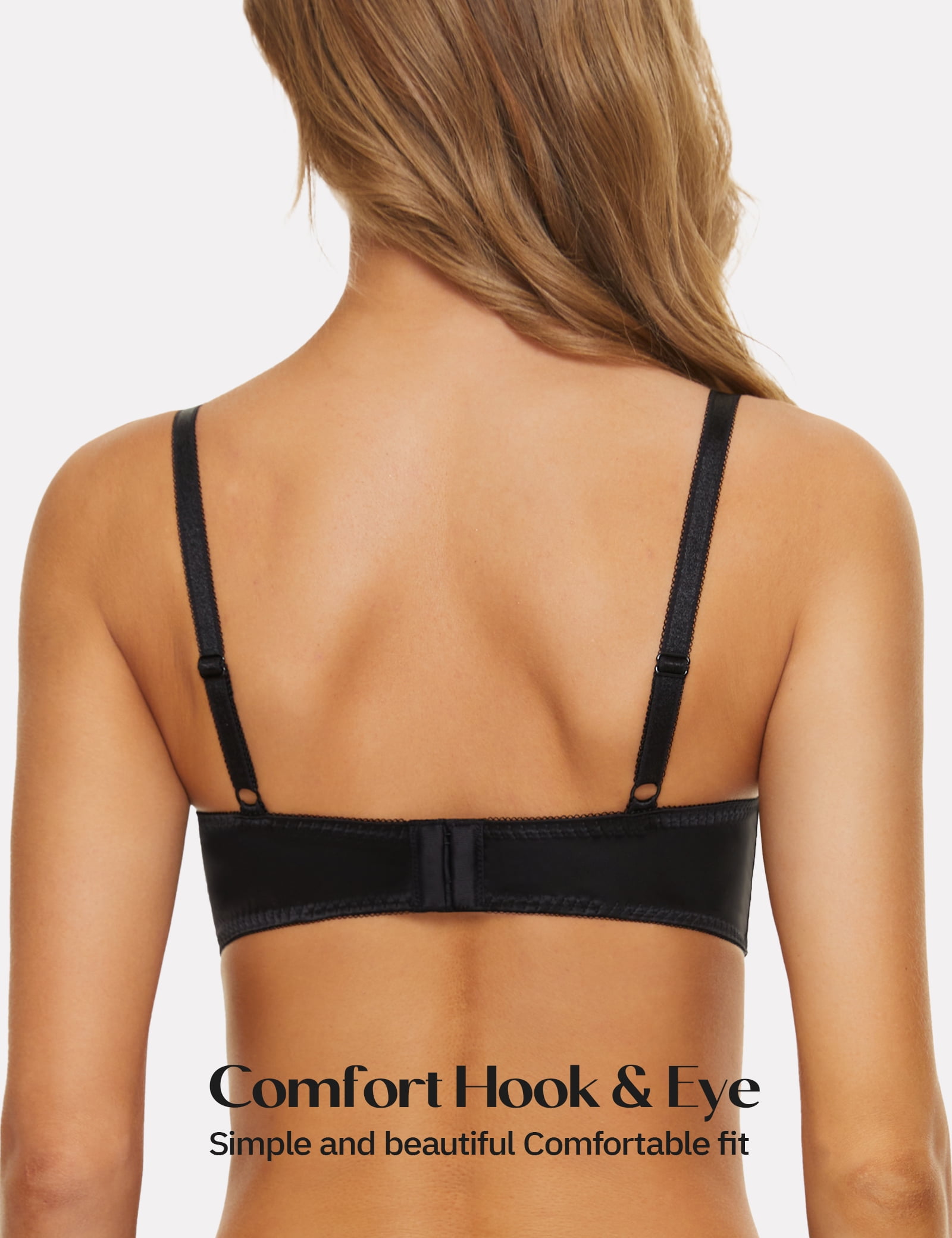 Wingslove Women's Push Up Bra Sexy Lace Balconette Plus Size Full Cup Unpadded Underwire See Through Bra,Black 36DD
