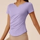 thumbnail image 3 of Pantalones de Yoga de Verano para Mujeres Ligera Camiseta de Manga Corta con Cuello en V, Camiseta Pliegada para Correr Y Yoga, 3 of 8