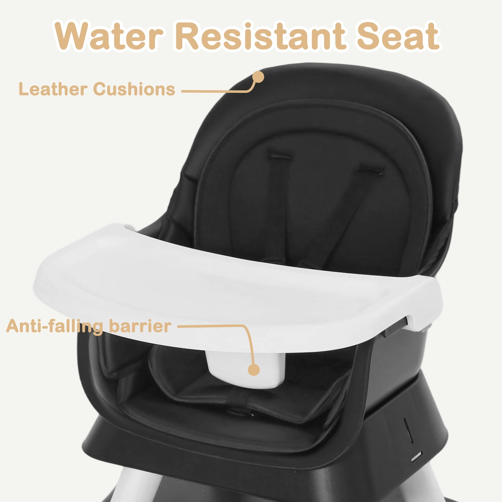 AILEEKISS 8-in-1 Baby High Chair, Toddler Booster Seat with Dishwasher-Safe Tray, Black