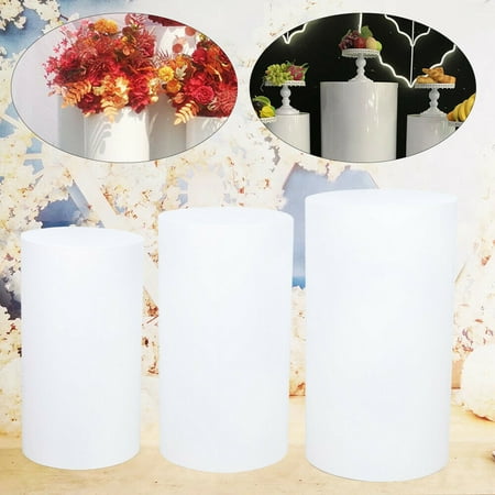 

TFCFL 3 Pcs Round Cylinder Pedestal Display Wedding Party Cake Flower Display Stand US