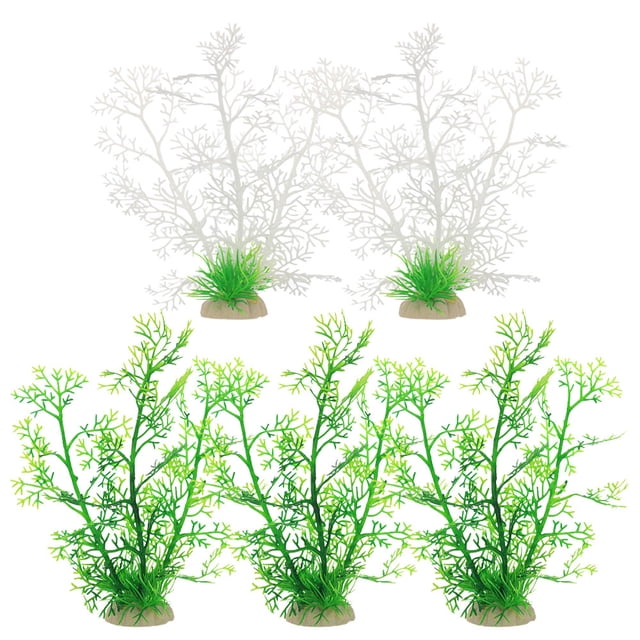 Planta de acuario, decoración de plantas artificiales de plástico para pecera, juego de 5 piezas