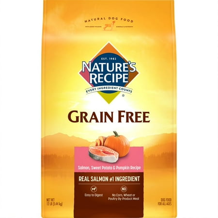 - Nature's Recipe Grain Free Easy to Digest Salmon, Sweet Potato & Pumpkin Recipe Dry Dog Food, 12-Pound