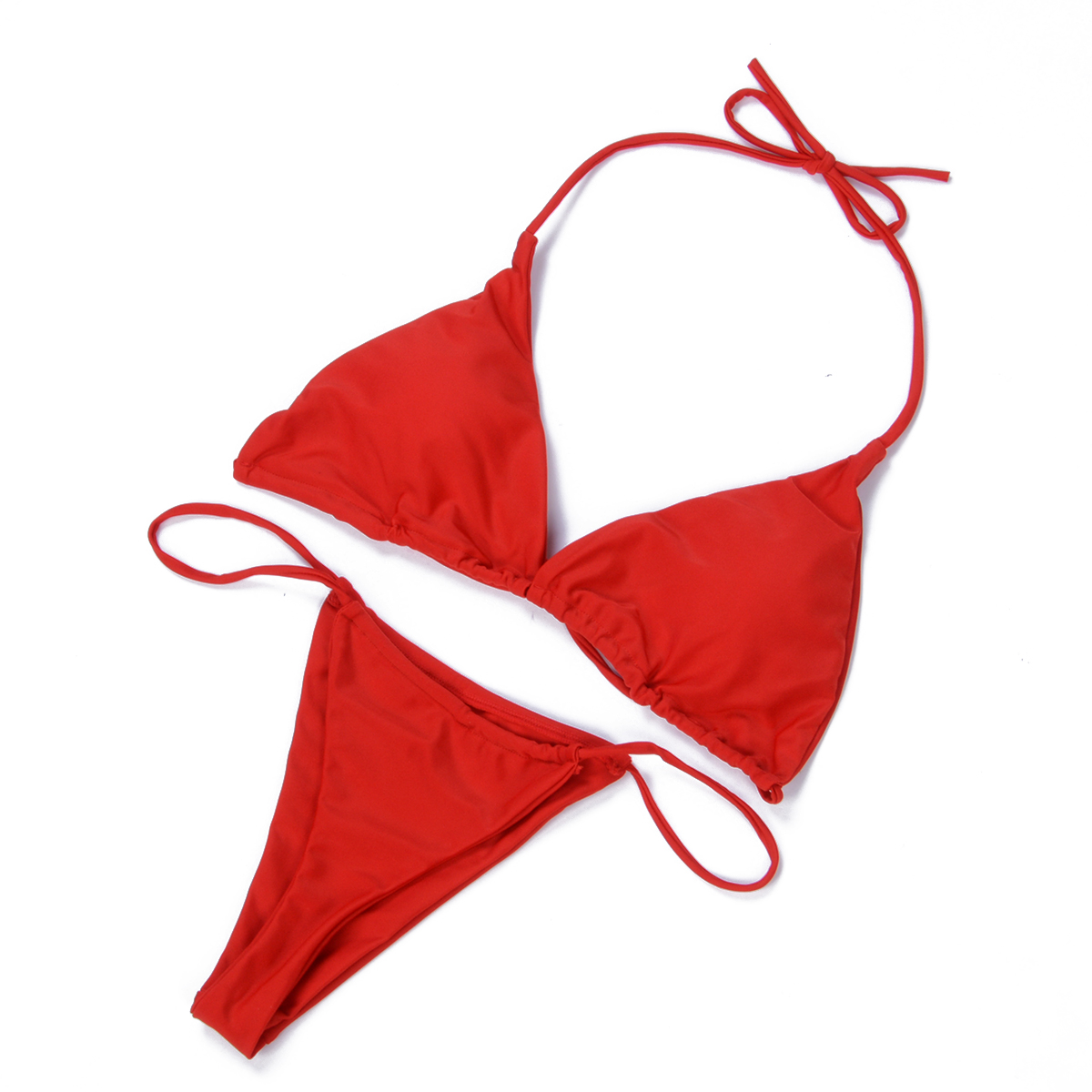 Binpure Womens Solid Color Thong Bikini Set Skimpy Triangle Swimsuit Swimwear - image 2 of 5