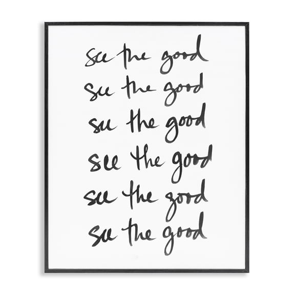 Stupell Industries Scandinavian See The Good Repeated Text Minimal Black Framed Giclee Art, 11 x 14, by SD Graphics Studio