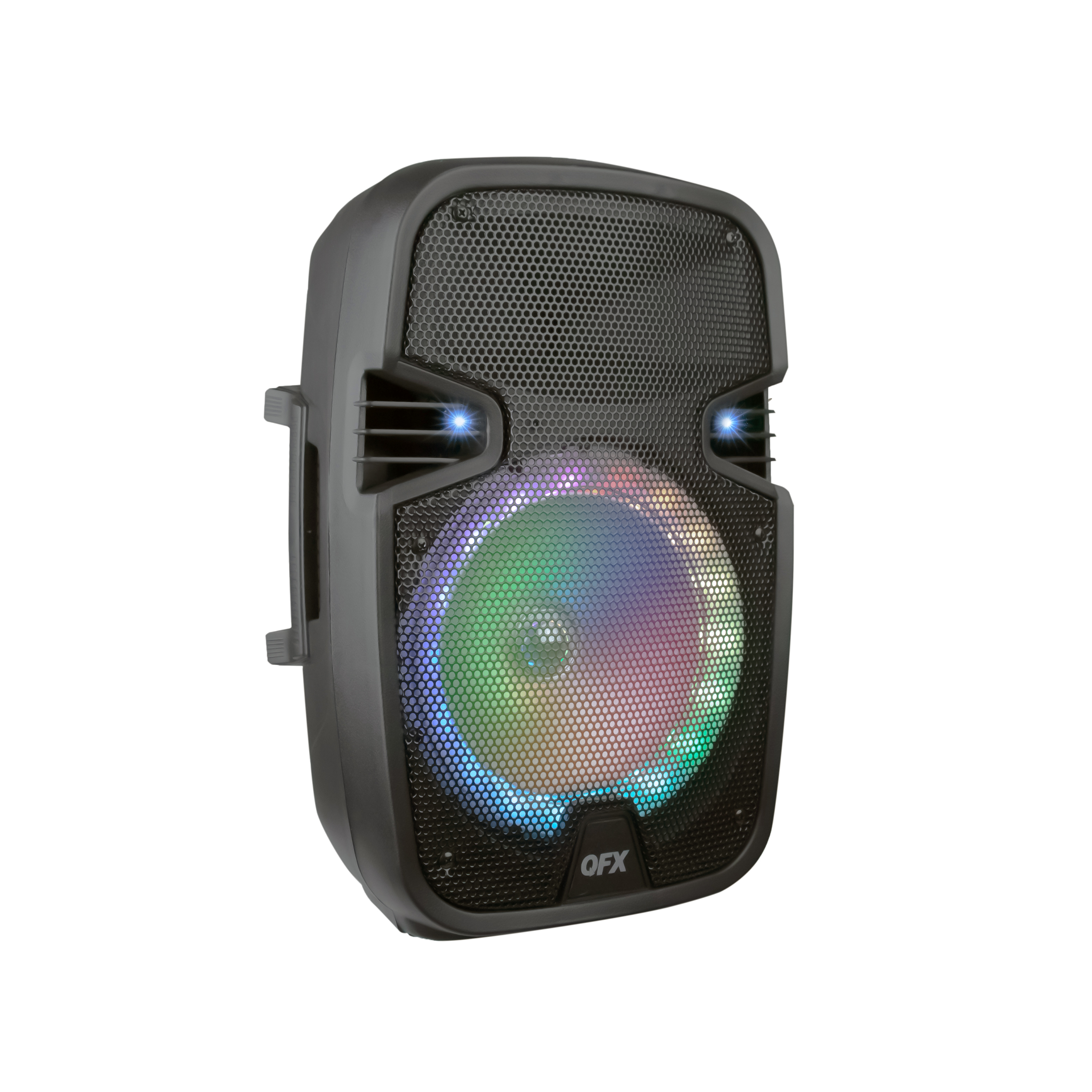 QFX PBX-8074 8” BLUETOOTH RECHARGEABLE SPEAKER WITH LED PARTY LIGHTS, INCLUDES WIRED MICROPHONE AND REMOTE - image 4 of 8