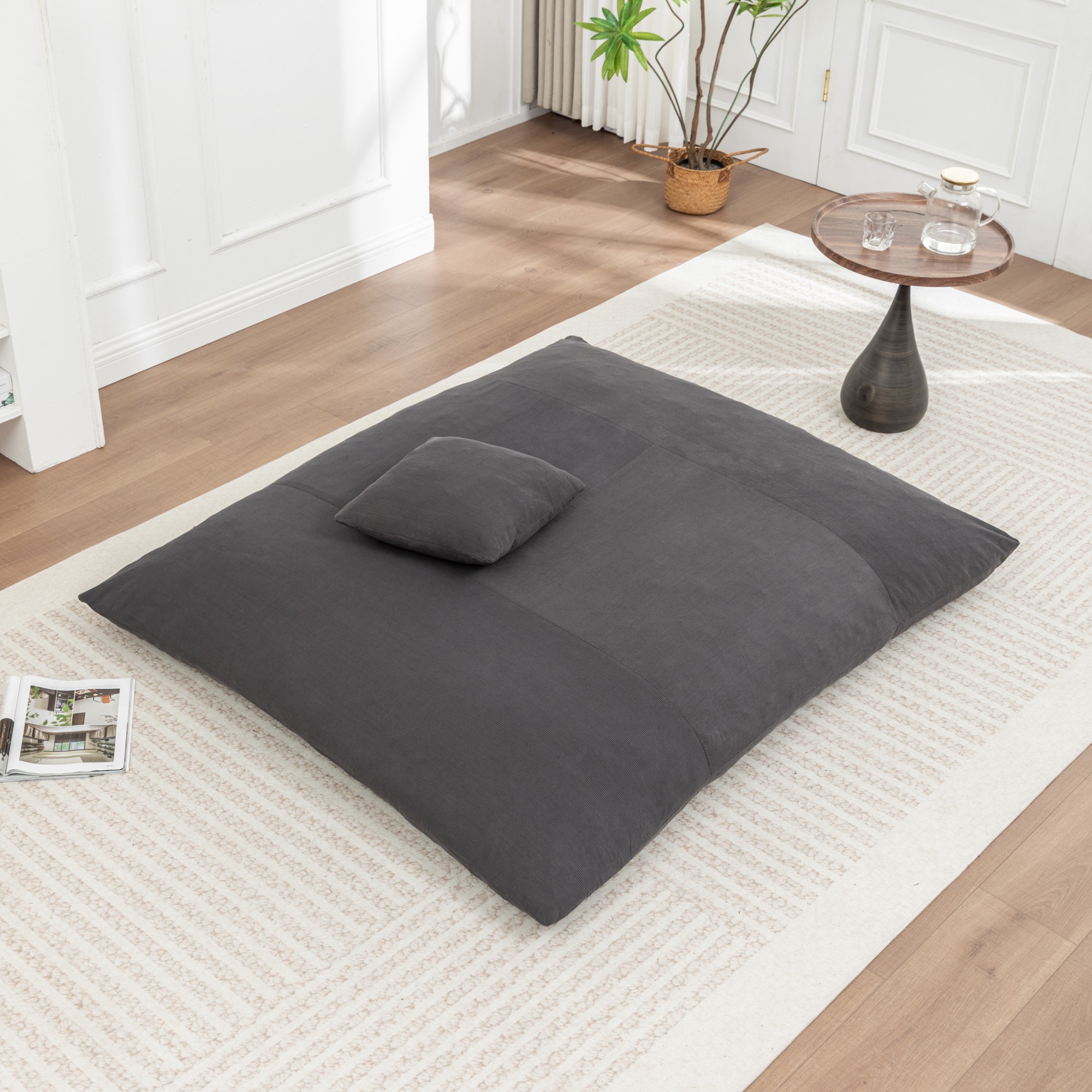 Floor Bean Bag Chair, a Lazy Lounger Suitable for Both Adults and Children, Ideal for Living Rooms, Balconies or Leisure and Entertainment Venues (Grey)