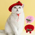thumbnail image 3 of Couvre-chef pour Animaux de Compagnie Mode Confortable Nœud Papillon Chapeau Cerise Couvre-Chef pour Chat pour Usage Quotidien, 3 of 10