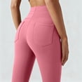 thumbnail image 3 of Women Straight Leggings Bottoms Wide Leg Pants High Waist Stretchy Comfy No Front Seam Yoga Workout Gym Pants (Hot Pink,M), 3 of 6