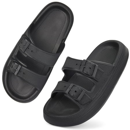 

VONMAY Unisex Slides Sandals Thick Sole Pillow Sandals with Adjustable Double Buckle