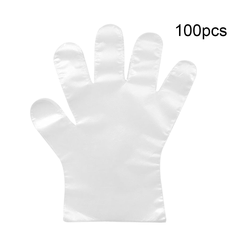 100Pcs Disposable Gloves Garden Home Restaurant  Plastic Sanitary Clear D 