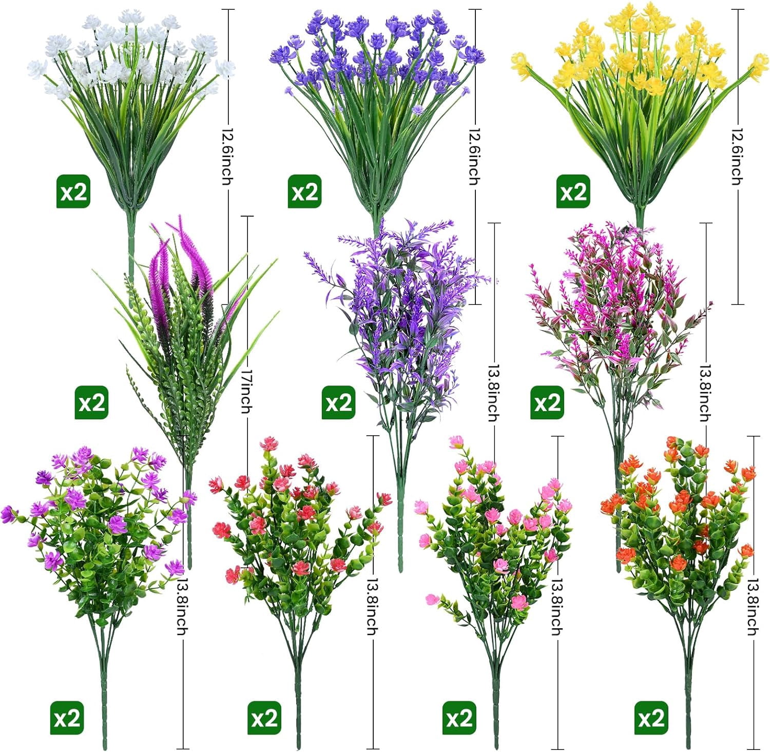 Artificial Plants Outdoor, 20PCS Artificial Flowers, UV Resistant Fake Flowers, Faux Flowers for Outdoor Planters for Front Porch Pot Decor
