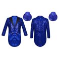 thumbnail image 6 of vastwit Boys Sequin Tailcoat Classic Fit Tuxedo Suit Jacket Dinner Party Show Swallow-Tailed Coat Blue-A 14, 6 of 7