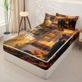 thumbnail image 2 of Manfei Black Bear Zipper Twin Comforter Sets with Fitted Sheet and 2 Pillowcases,Autumn Deer Pattern Zipper Bedding Set,Black Reversible,4pcs, 2 of 8