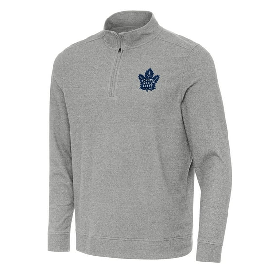 Men's Antigua Heather Gray Toronto Maple Leafs Subtle Quarter-Zip Sweatshirt