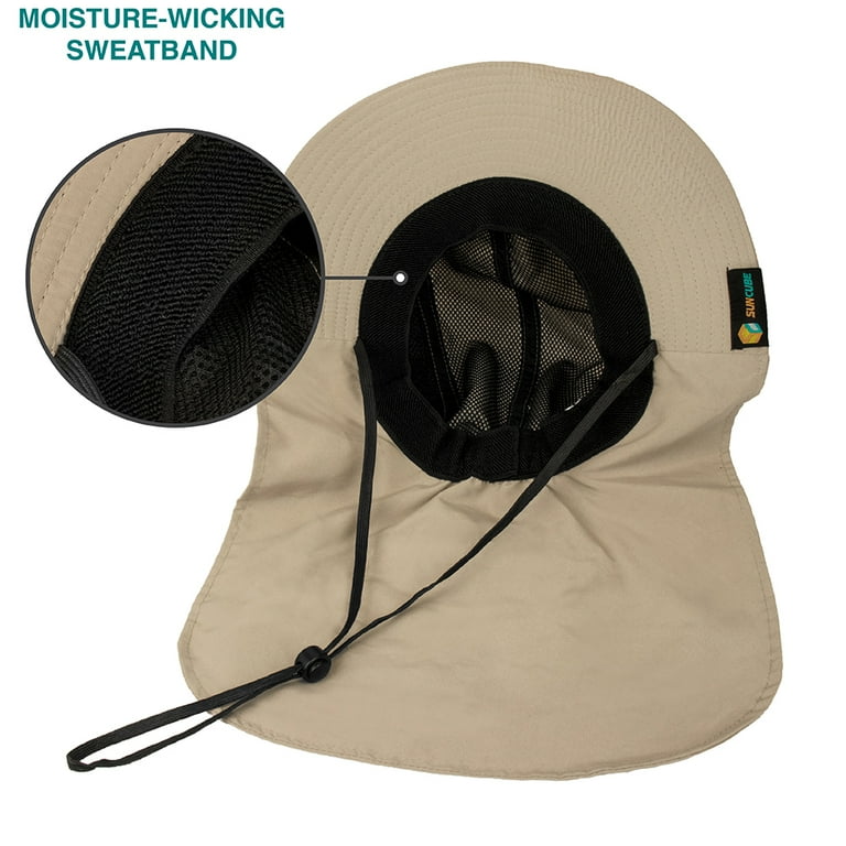 Mens Fishing Hat with Neck Flap for Men，Sun Hat with Wide Brim for Hiking  Safari Hat with Neck Cover for Outdoor Sun Protection Fisherman Hat