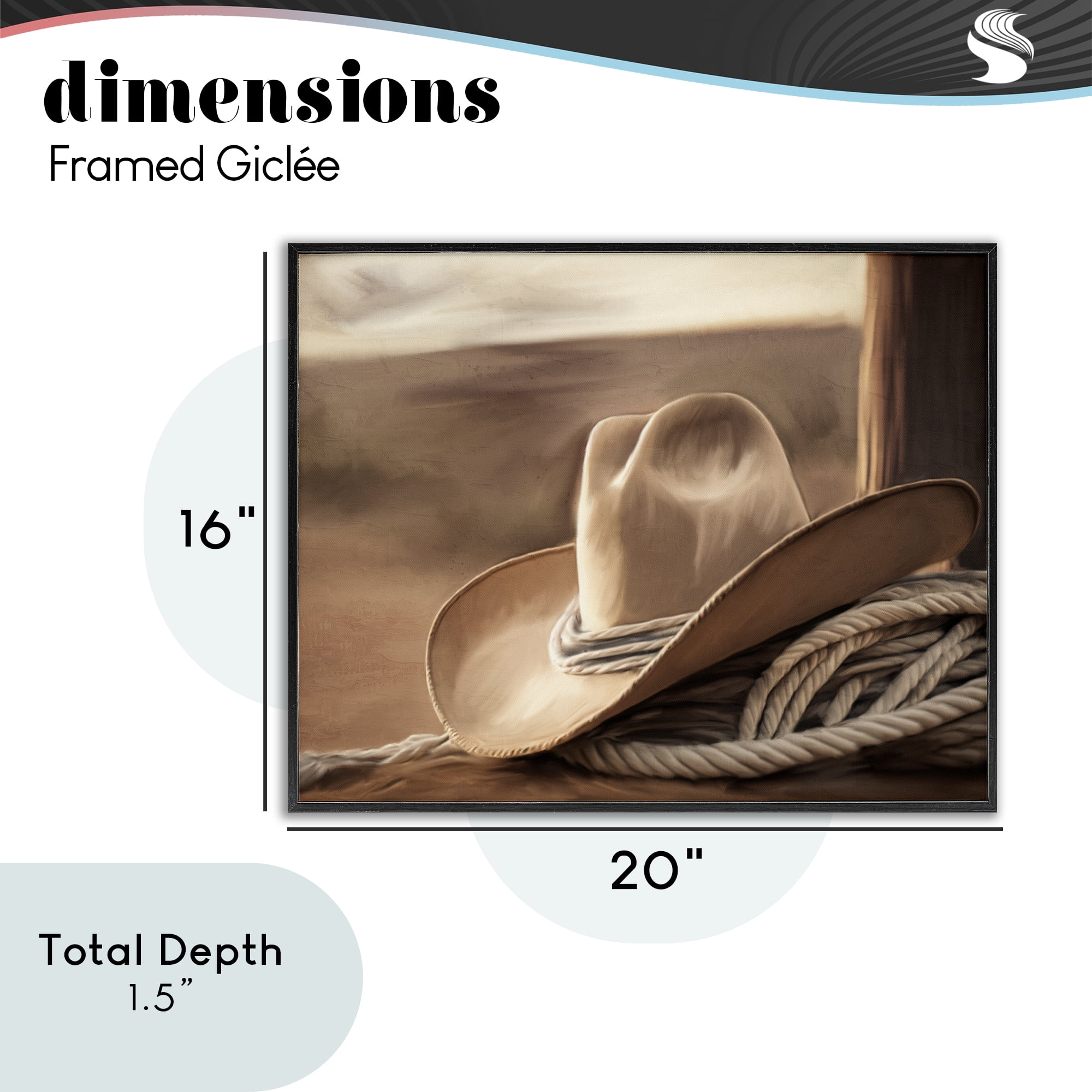 Stupell Industries White Cowboy Hat Black Framed Giclee Art, design by Kim Allen