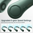 thumbnail image 5 of JISULIFE Portable Neck Fan, Rechargeable Wearable Fan, Bladeless Hands-Free Cooling, Quiet 25dB, 5 Speeds, 16H Battery Life gift for women/men-Green, 5 of 10