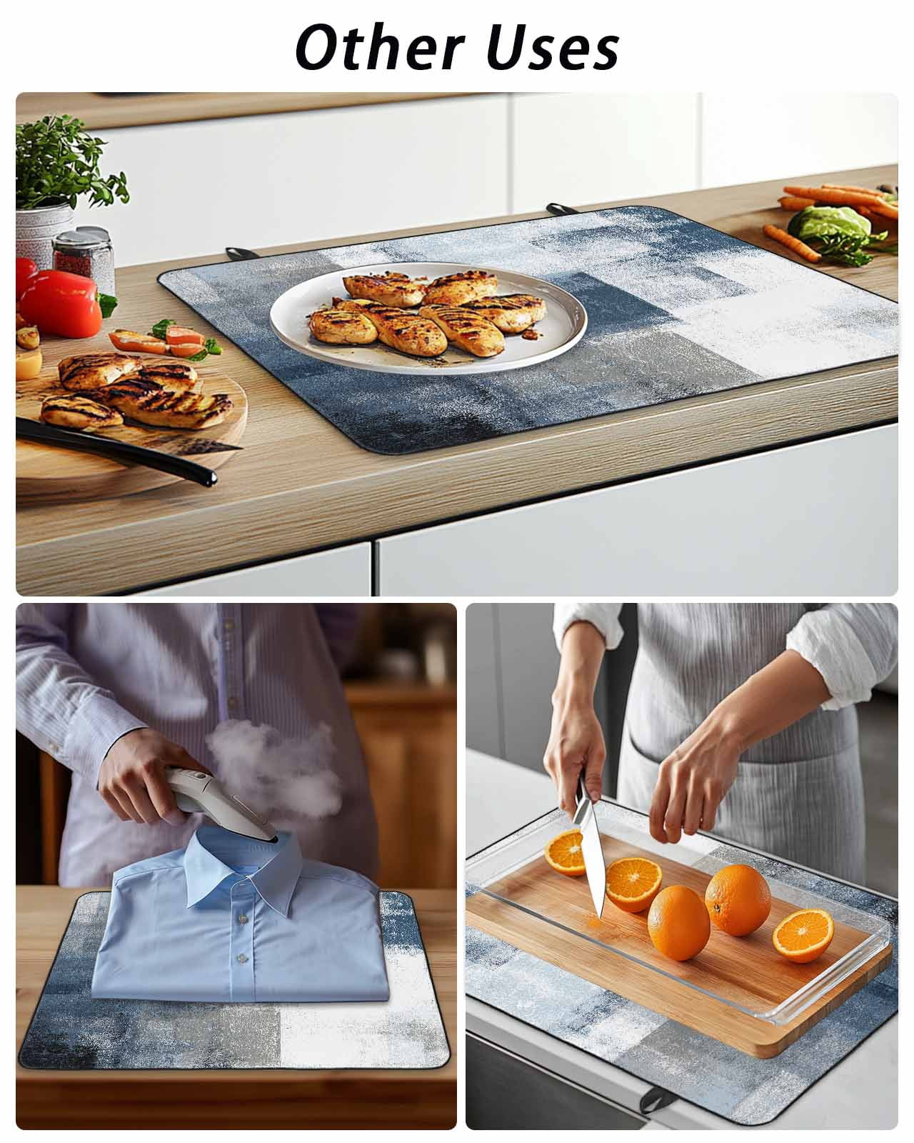 Stove Top Covers for Electric Stove, Blue Glass Stovetop Cover Protector, Retro Oil Painted Modern Abstract Art Induction Cooktop Protector Oven Mat for Kitchen Countertop 24"x21"