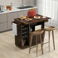 thumbnail image 5 of Gymax Kitchen Island Cart w/ Drop-Leaf & Power Outlet Microwave Shelf Wine Rack Drawer Rustic Brown, 5 of 10