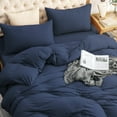 thumbnail image 2 of PURE ERA Duvet Cover Set Jersey Knit Cotton 100%,Ultra Soft 3Piece Bedding Set(Queen, Solid Navy Blue), 2 of 5