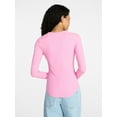 thumbnail image 5 of No Boundaries Ribbed Crewneck Tee with Long Sleeves, 1 or 2-Pack, Women's & Women's Plus XXS-XXL, 5 of 7