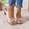 thumbnail image 2 of LOVZFMLL Women's Sandals Chunky Block Heels Fashion Open Toe Summer Casual Outdoor Walking Sandals with Adjustable Buckle Pink 5.5, 2 of 8