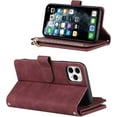 thumbnail image 3 of iPhone 11 Pro Max Phone Case Wallet for Women Men with Credit Card Holder, iPhone 11 Pro Max Crossbody Case with Strap Shoulder Lanyard, Zipper Pocket PU Leather Cases,6.7 Inch Burgundy, 3 of 16