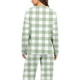 thumbnail image 4 of Fengactive Women's 2-Piece Checkered Pajama Set Long Sleeve V-Neck Top with Contrast Trim and Loose Pants Lounge Sleepwear, 4 of 7