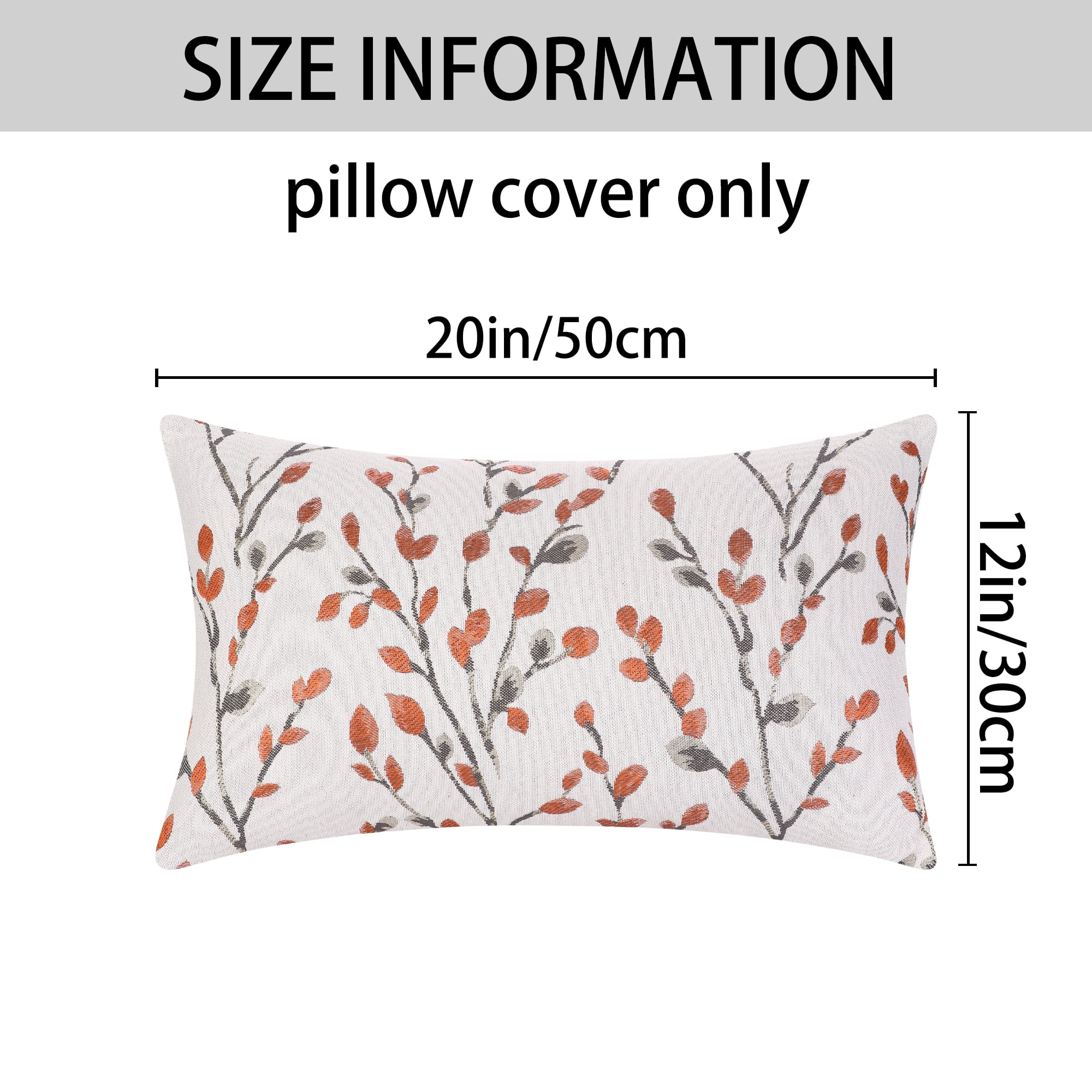 Unique Bargains Set of 4 Floral Pattern Throw Pillow Cover Home Decor Pillowcases for Sofa Orange Flower/Green Flower 12" x 20"