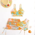 thumbnail image 2 of Conjunto de Pantalones Cortos para Bebés Niños Estilo de Falda de Impresión de Verano Batik Traje de Baño de Tres Piezas Niñas Empalme Desgaste de Playa con Sombrero Niño Pequeño, 2 of 6