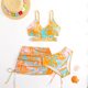 thumbnail image 3 of Conjunto de Pantalones Cortos para Bebés Niños Estilo de Falda de Impresión de Verano Batik Traje de Baño de Tres Piezas Niñas Empalme Desgaste de Playa con Sombrero Niño Pequeño, 3 of 6