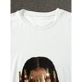 thumbnail image 3 of Women Round Neck Short Sleeve White T-Shirt, Portrait Graphic Printed Top, Suitable For Spring, Summer And Autumn, 3 of 5