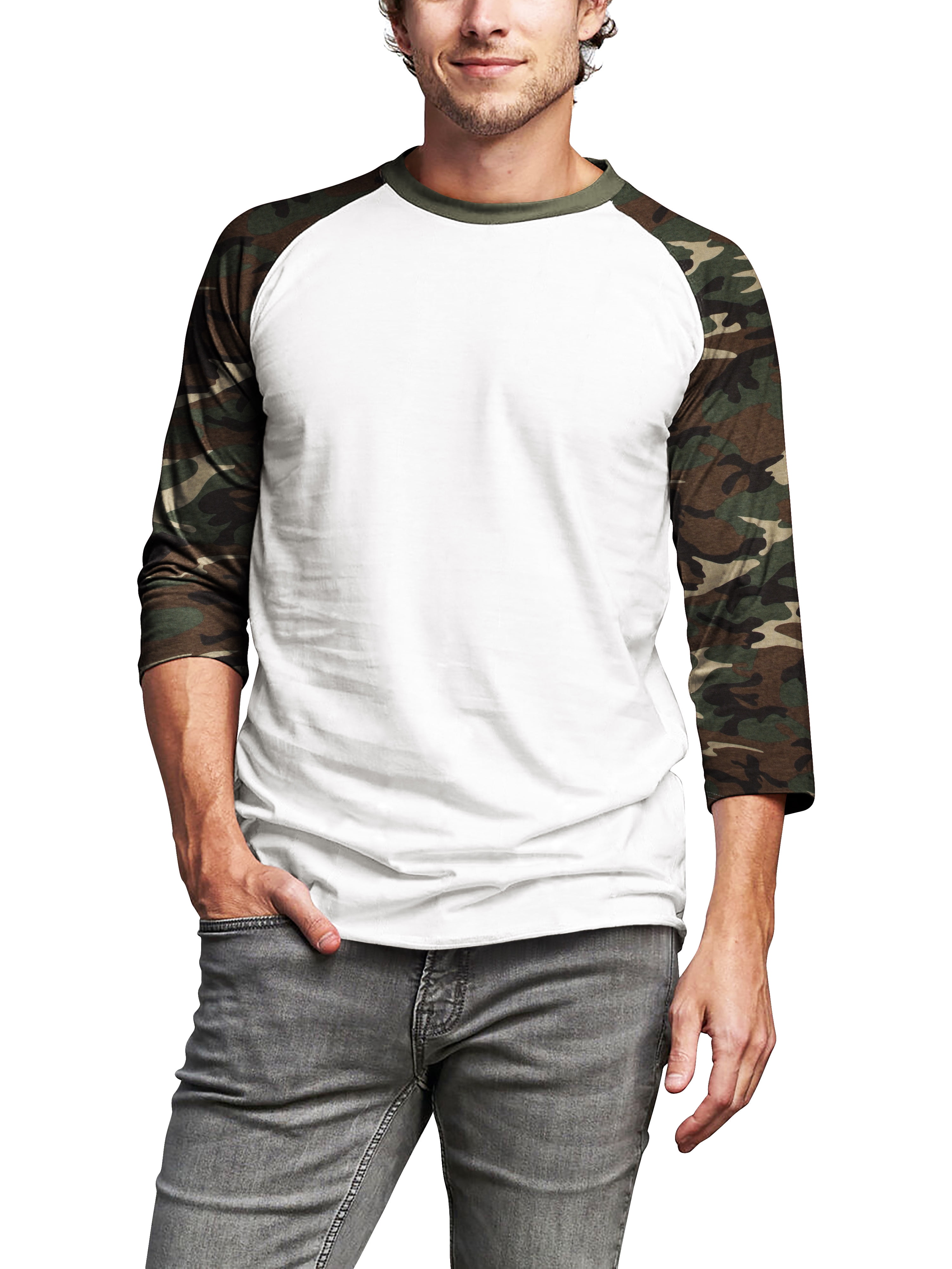 Hat and Beyond Men's 3/4 Sleeves Raglan Cotton Baseball Jersey T-Shirt ...