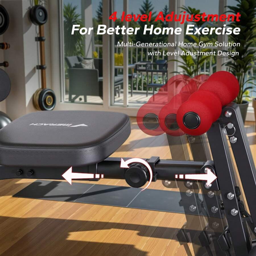 Multi-Functional Adjustable Ab Trainer, Ab Workout Bench For Home Gym, Sit Up Machine For Abdominal, Exercise Chair For Full Body Workout