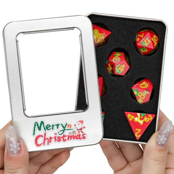 SWAJUJA DND Dice Set Christmas Themed Gift Box 7-Piece