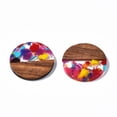 thumbnail image 2 of Resin & Walnut Wood Pendants Flat Round Saddle Brown 28x3mm Hole: 2mm, 2 of 3