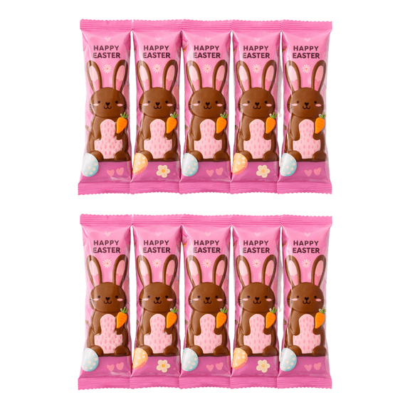 Candies Chocolatey Covered Chocolate Flavored Marshmallow Bunnies 10 Count Coffee Bulk Easter Holiday Favor Birthday Goody Fillers Stocking Stuffer Party Supply Box of 2
