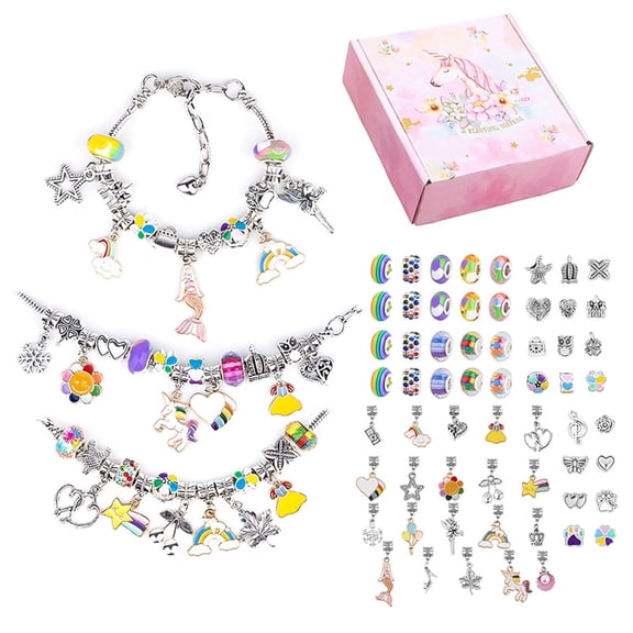 Charm Bracelet Making Kit,Jewelery Making Kit for Girls DIY Handmade Crafts Jewelry Making Charms Bracelet Making Set with Exquisite Gift Box Multicolour