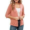 thumbnail image 2 of Lixiuxyad Womens Open Front Cardigan Women's Lightweight Cardigan Elegant Sun Knit Sweater Soft Loose Fit Casual Cover Up Outerwear Comfortable Stretchy Sleeve,Orange, 2 of 5